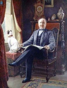 Portrait of M. le Comte de C. with his dog by Agapit Stevens
