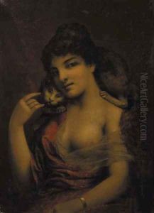 Dame et chat by Agapit Stevens