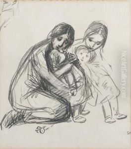 Mere Et Enfants by Theophile Alexandre Steinlen