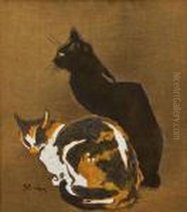 Zwei Katzen by Theophile Alexandre Steinlen
