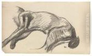 Etude D'un Corps D'un Chat Allonge by Theophile Alexandre Steinlen