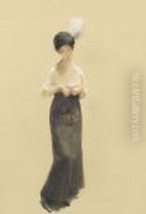 Jeune Femme Au Chapeau A Plume by Theophile Alexandre Steinlen
