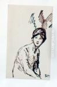 Personnage Feminin En Buste by Theophile Alexandre Steinlen