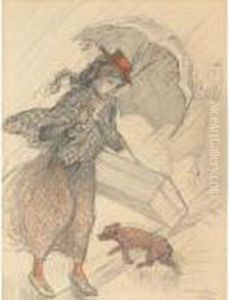 Delivery Woman In The Rain by Theophile Alexandre Steinlen