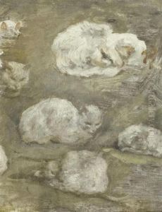 Study Of Cats. by Theophile Alexandre Steinlen