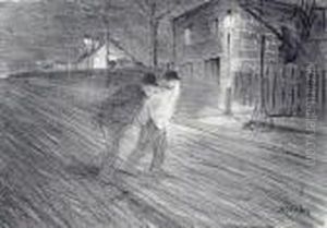 La Rue Caulaincourt by Theophile Alexandre Steinlen