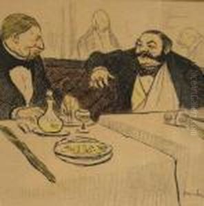 Two Men Dining by Theophile Alexandre Steinlen