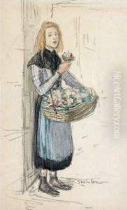 La Vendeuse De Fleurs by Theophile Alexandre Steinlen