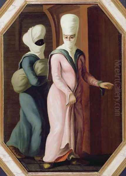 A Turkish Lady going with her slave to the Bath - view 1