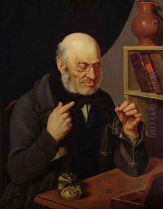 The Barchfeld Money Changer weighing Coins, c.1840-45 by Johann Georg Soemmer