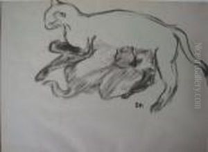 Chatte Et Ses Petits by Theophile Alexandre Steinlen