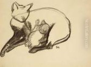 Chatte Et Son Chaton by Theophile Alexandre Steinlen