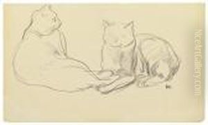 Deux Chats. by Theophile Alexandre Steinlen