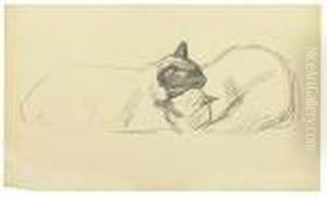 Deux Chats Endormis. by Theophile Alexandre Steinlen