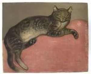L'hiver Chat Sur Un Coussin. by Theophile Alexandre Steinlen