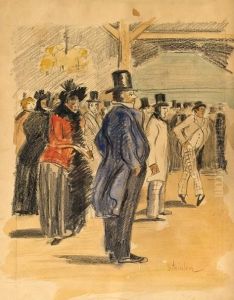 A Gathering Crowd by Theophile Alexandre Steinlen