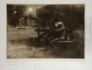 Chemineau Traversant Un Village Endormi by Theophile Alexandre Steinlen