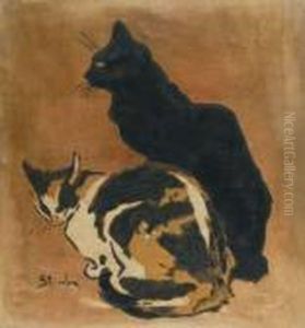 Deux Chats by Theophile Alexandre Steinlen