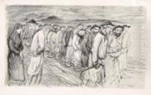 La Sortie De La Mine. Couverture Pour Les Gueules Noires D'e. by Theophile Alexandre Steinlen
