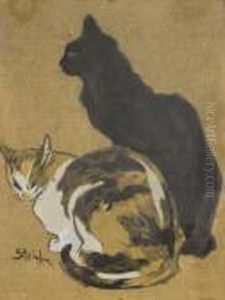 Zwei Katzen by Theophile Alexandre Steinlen