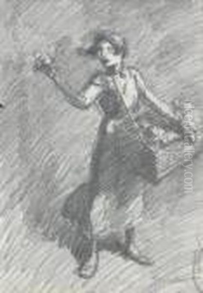 La Petite Marchande De Fleurs Crayon Noir - view 1
