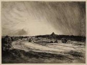 Landscape With Grain Stack by Theophile Alexandre Steinlen