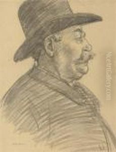 Head Of A Man, With Moustache In Profile To The Right by Theophile Alexandre Steinlen