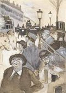 Rue De Paris Animee by Theophile Alexandre Steinlen