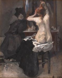 Nu Au Miroir by Theophile Alexandre Steinlen