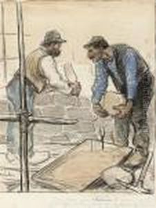 Les Macons by Theophile Alexandre Steinlen
