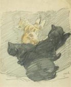 Cinq Chats Endormis by Theophile Alexandre Steinlen