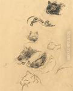 Study Of Cats by Theophile Alexandre Steinlen