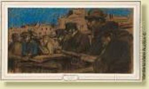 Scene De Rue A Paris by Theophile Alexandre Steinlen