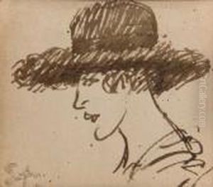 Tete De Femme Au Chapeau by Theophile Alexandre Steinlen