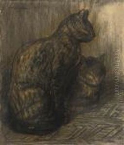 Deux Chats by Theophile Alexandre Steinlen