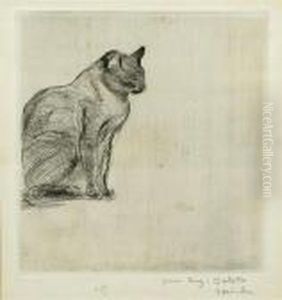 Seated Cat. by Theophile Alexandre Steinlen