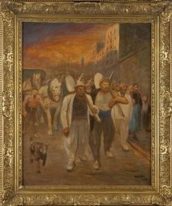 Les Terrassiers Revenant De Leur Travail by Theophile Alexandre Steinlen