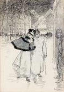 Couple Devant Le Moulin Rouge by Theophile Alexandre Steinlen