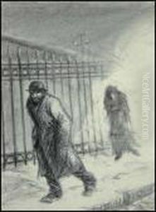 Street Scene by Theophile Alexandre Steinlen