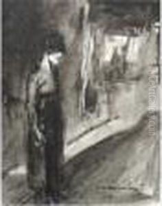 Femme Se Tenant Dans Unerue by Theophile Alexandre Steinlen