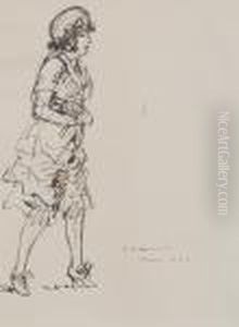 Femme Au Chapeau Marchant