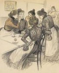Au Cafe (pour 
Gil Blas by Theophile Alexandre Steinlen