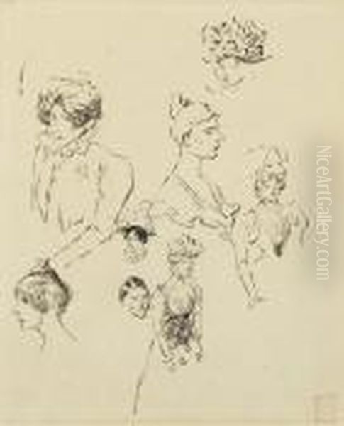 Etudes De Femmes (recto); Esquisse D'une Croupe De Cheval (verso) - view 1