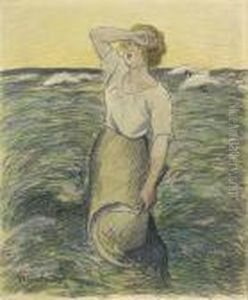 Jeune Paysanne Tenant Une Serpette. by Theophile Alexandre Steinlen