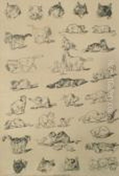 "miaulements"; From The Edition 
"dessins Sans Paroles Des Chats Par Steinlen" Published Ernest 
Flammarion, Circa 1880 - view 1