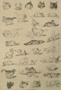 "miaulements"; From The Edition
"dessins Sans Paroles Des Chats Par Steinlen" Published Ernest
Flammarion, Circa 1880 by Theophile Alexandre Steinlen