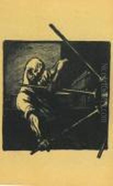 Album De Lithographies. Vers 1906. Preface De C. De Sainte-croix.
Suite Complete De 6 Planches Par Ou D'apres Steinlen (le
Transporteur, Crauzat 268), Rodin, Bourdelle, Traiteur, Robin Et
Dubray. - view 1