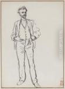 Homme Debout Vu De Face, Les Mains A La Taille by Theophile Alexandre Steinlen