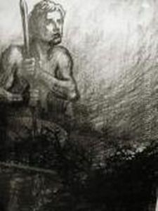 Theophile-alexandre, Allegorie - Homme S'appuyant Sur Un Baton Parmi Lesbarbeles by Theophile Alexandre Steinlen