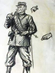 Dessin Au Fusain, Signe En Bas A Droite